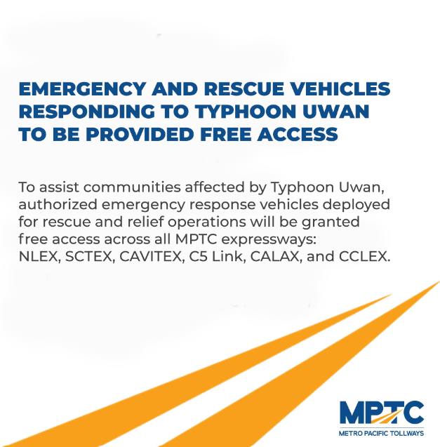 MPTC: Emergency, rescue vehicles to have free access to several expressways