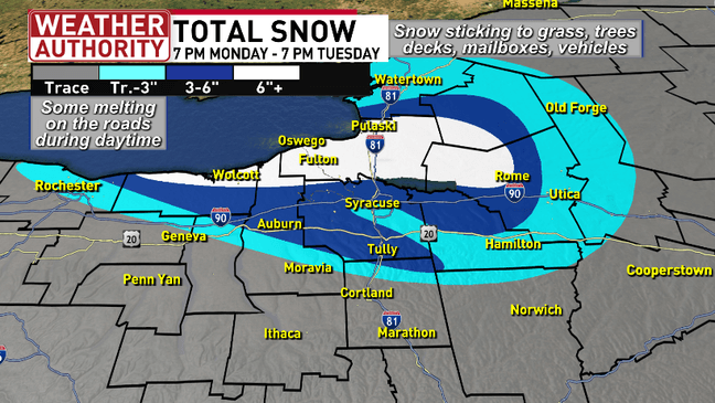 Lake effect snow and wind on track to impact CNY Monday night through ...