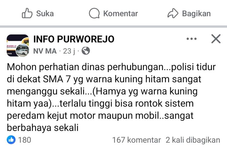 Polisi Tidur di Purworejo Dikeluhkan Warga