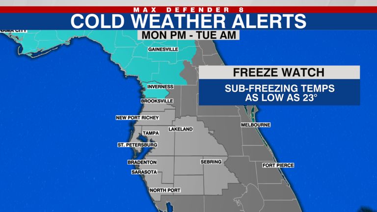 TIMELINE: Frigid cool down headed for Tampa Bay