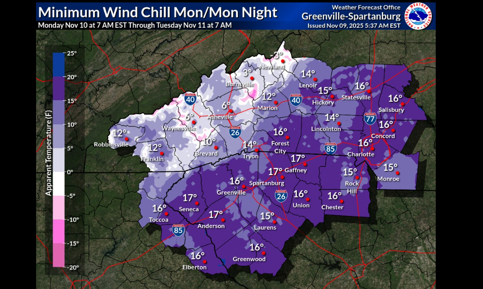 Freeze warning issued for Charlotte with 16-degree wind chills ...