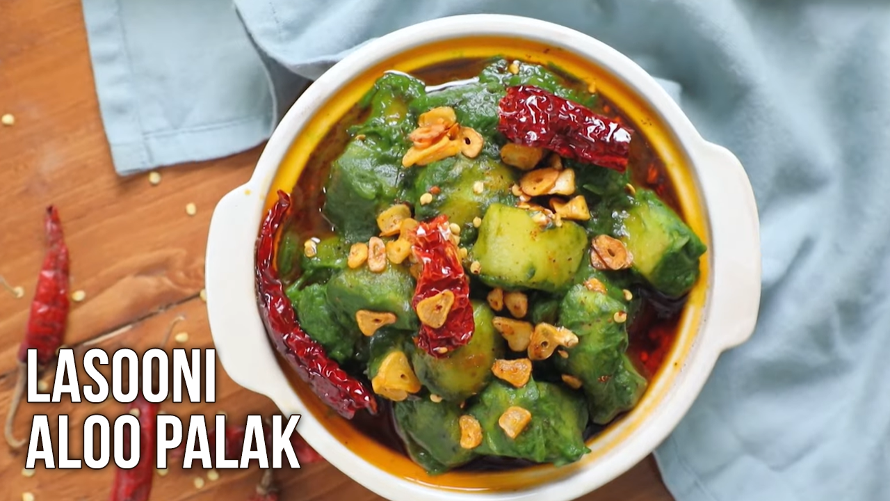 Healthy Lasooni Aloo Palak