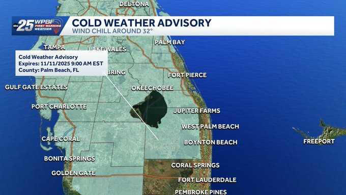 Strong cold front will drop temps to 30s and 40s in South Florida