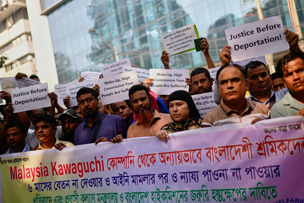 Bangladeshi workers protest over unpaid wages and mistreatment claims
