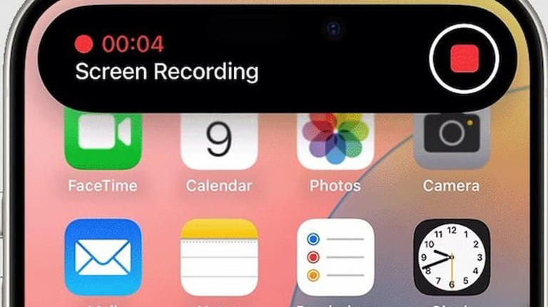 The screen recording on an iPhone.