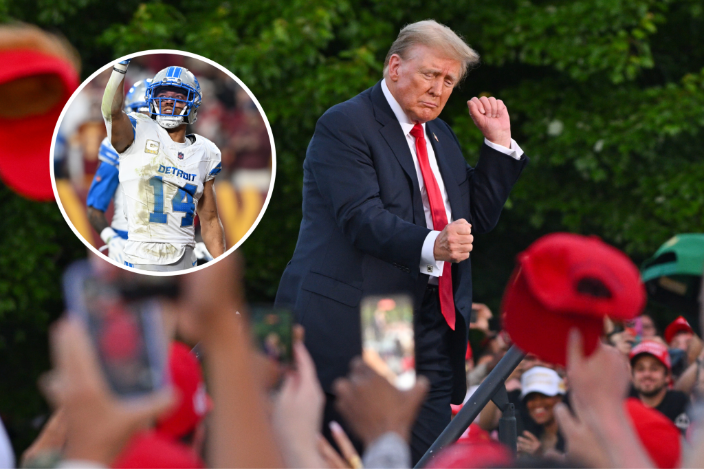 NFL star Amon-Ra St. Brown's Donald Trump gesture goes viral