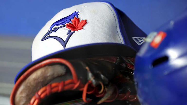 A view of a Toronto Blue Jays hat before game four of the ALDS round for the 2025 MLB playoffs between the New York Yankees and the Toronto Blue Jays at Yankee Stadium. | Brad Penner-Imagn Images