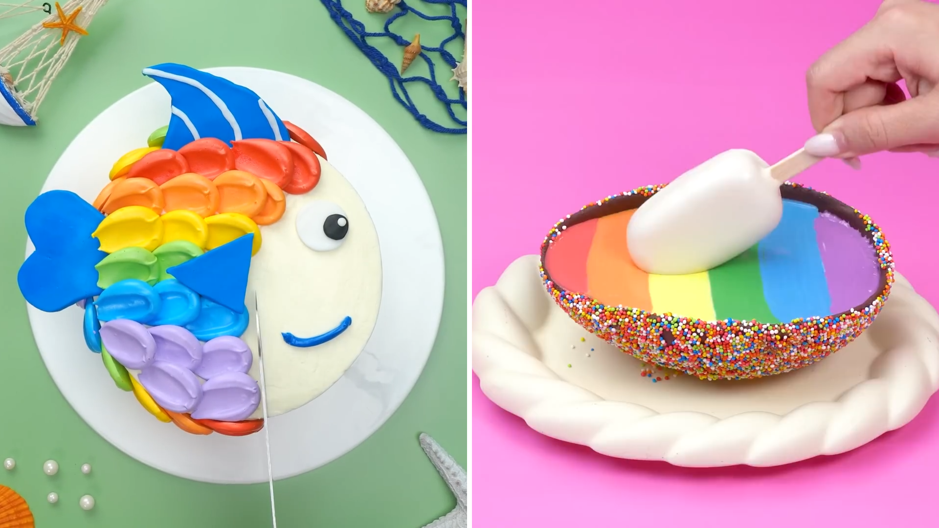Rainbow Fish Cake and Vibrant Sprinkle Dessert