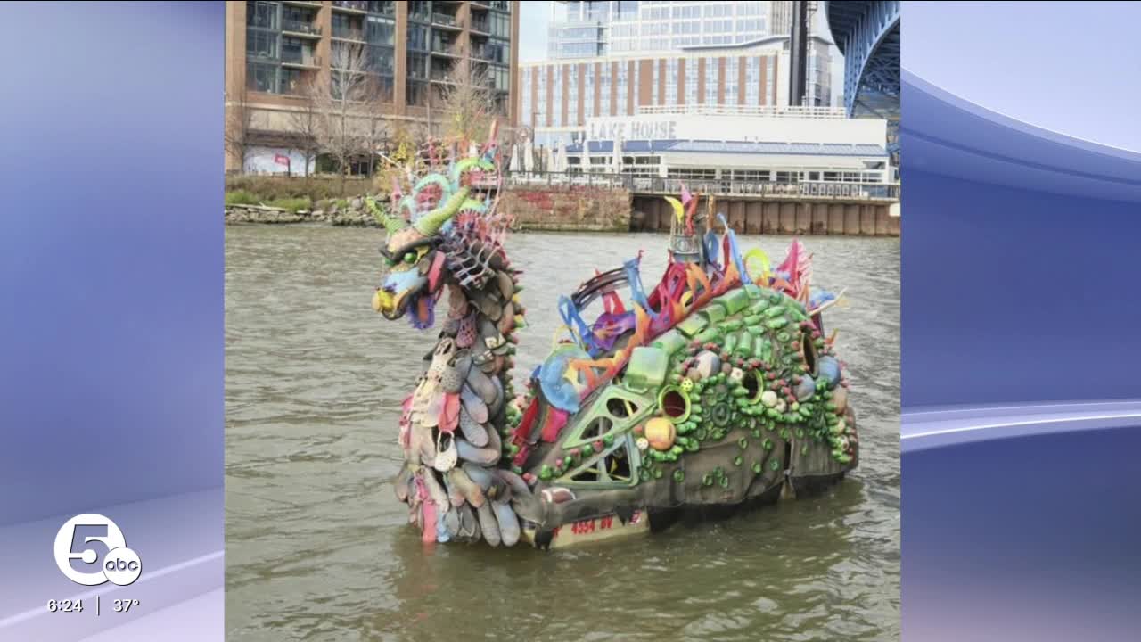 Did you see the monster floating on the Cuyahoga River?