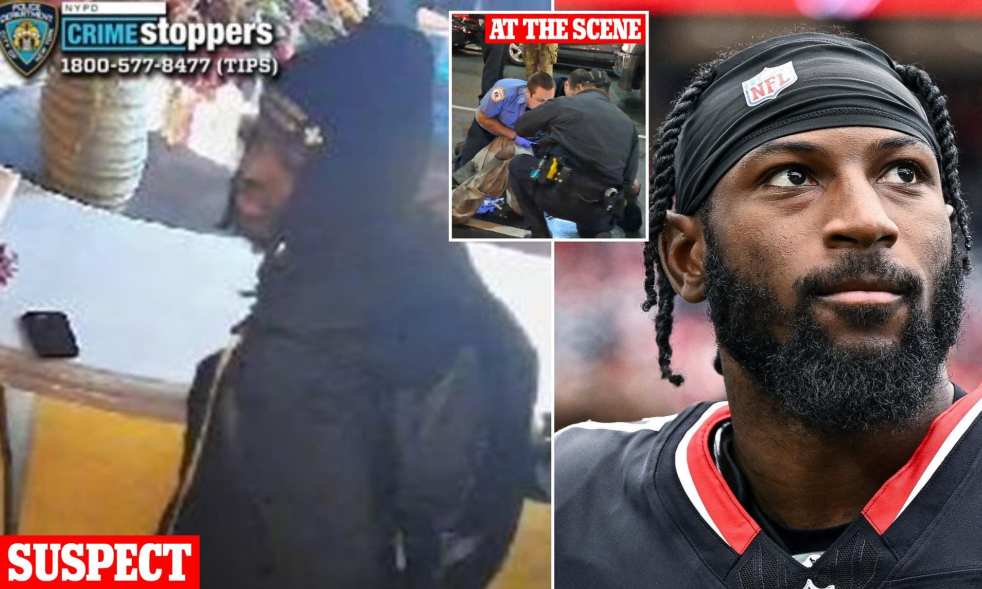 NYPD release first images of man suspected of shooting NFL star in ...