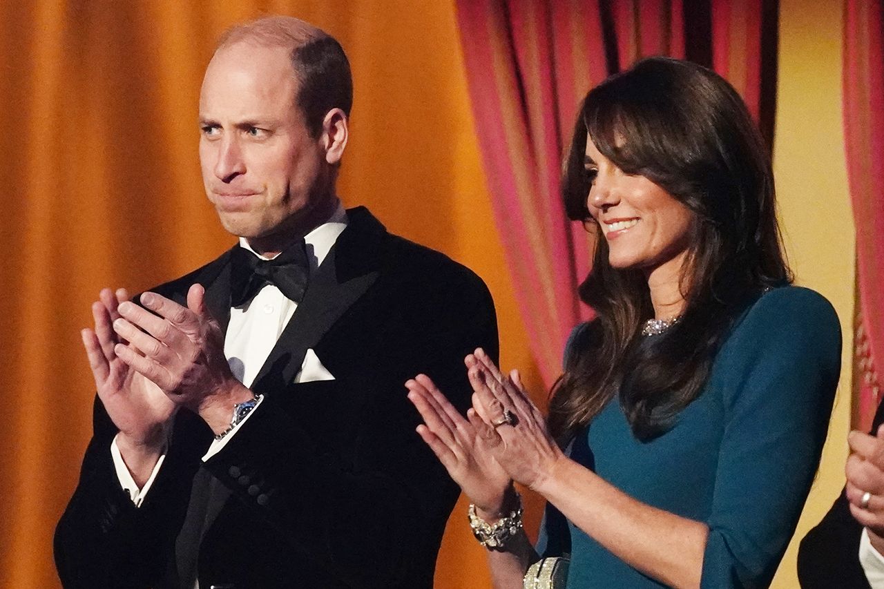 AARON CHOWN/POOL/AFP via Getty Prince William and Princess Kate watching the Royal Variety Performance at the Royal Albert Hall in London in November 2023