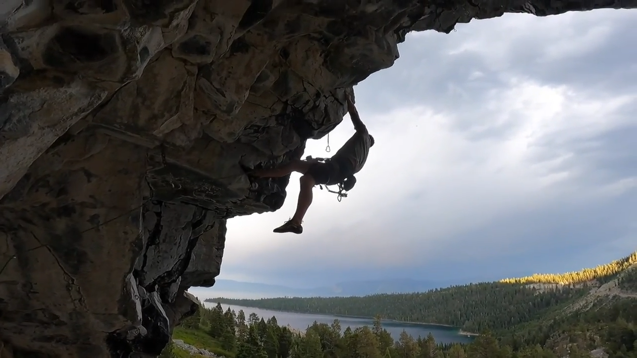 Rock climbing Lake Tahoe - Huntin’ Gator 5.12b