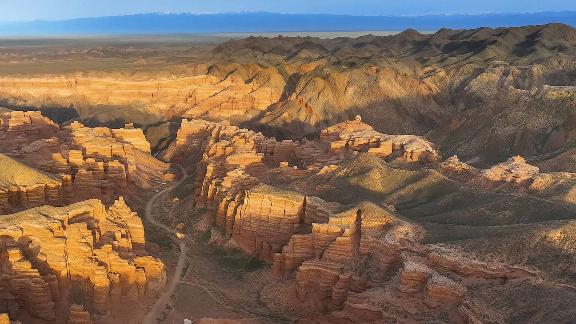 Layered Cliffs in a Remote Canyon Landscape