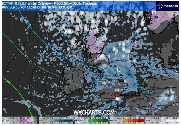 Snow forecast as weather maps show 5cm blizzards as far south as Sussex