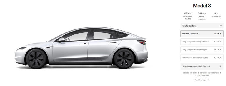 Tesla aumenta il prezzo della Model 3 RWD base: minima la differenza ...