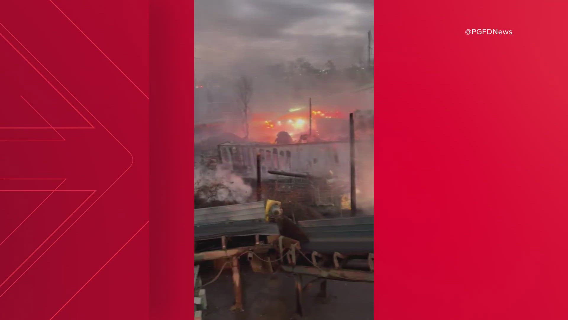 Crews battle 2-alarm fire near recycling plant in Prince George's County