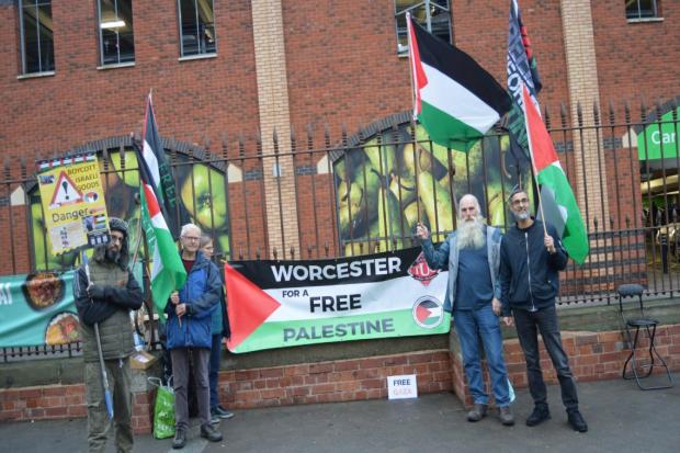 Pro-Palestine protest outside Asda in Worcester