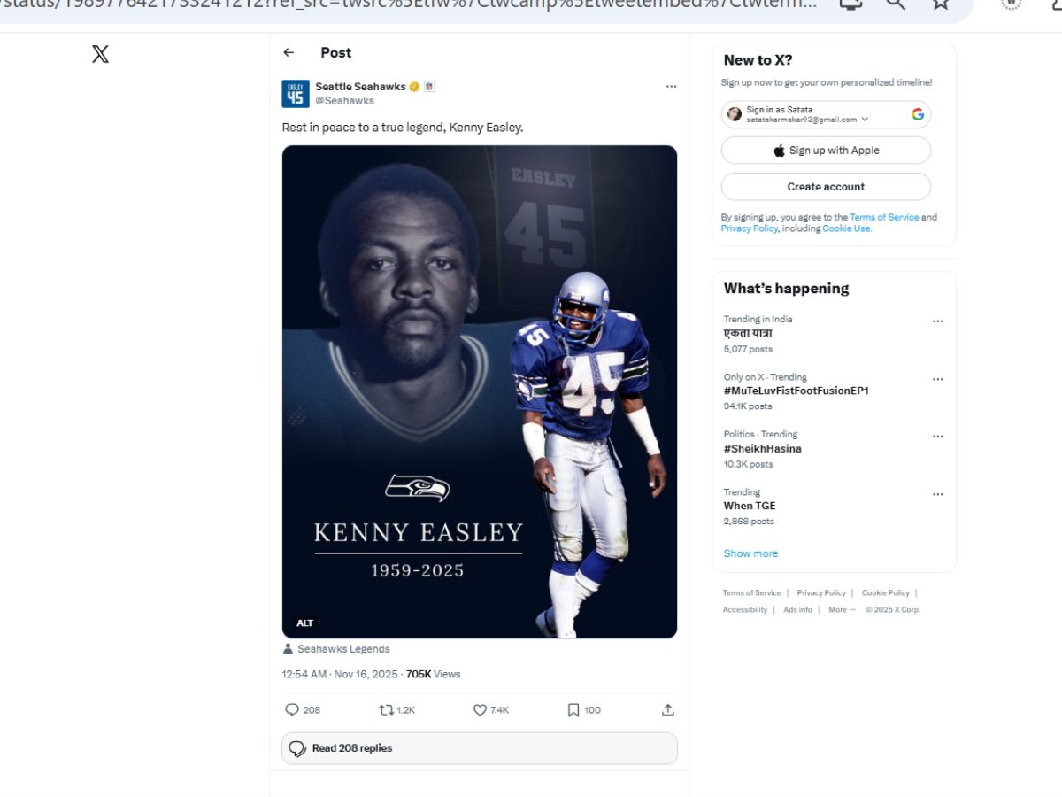 Kenny Easley Cause of Death: How Did Seattle Seahawks Legend Die? What ...