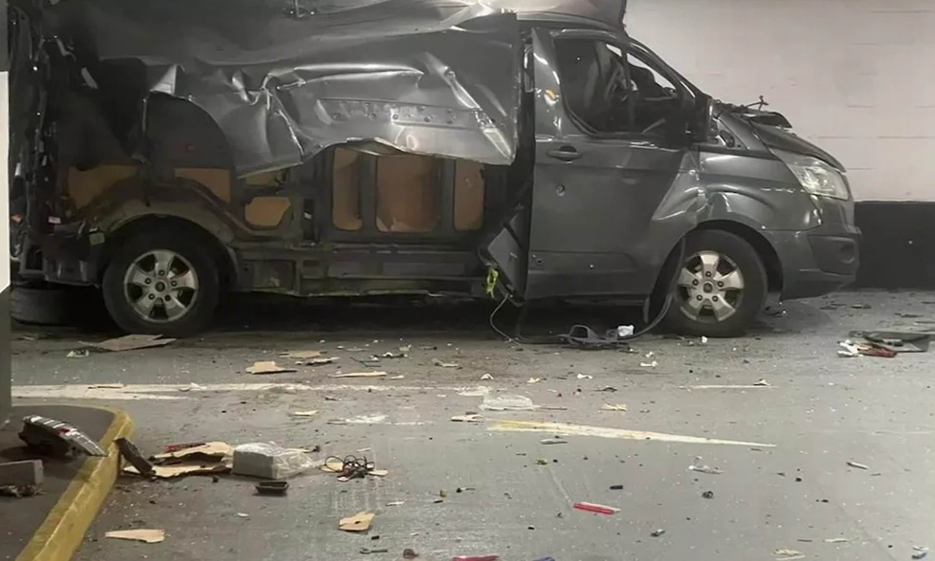 Man rushed to hospital and shopping centre evacuated after 'van explosion'