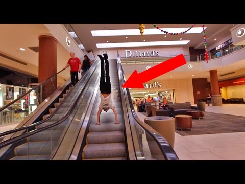 Handstand Escalator Challenge Ends In Chaos