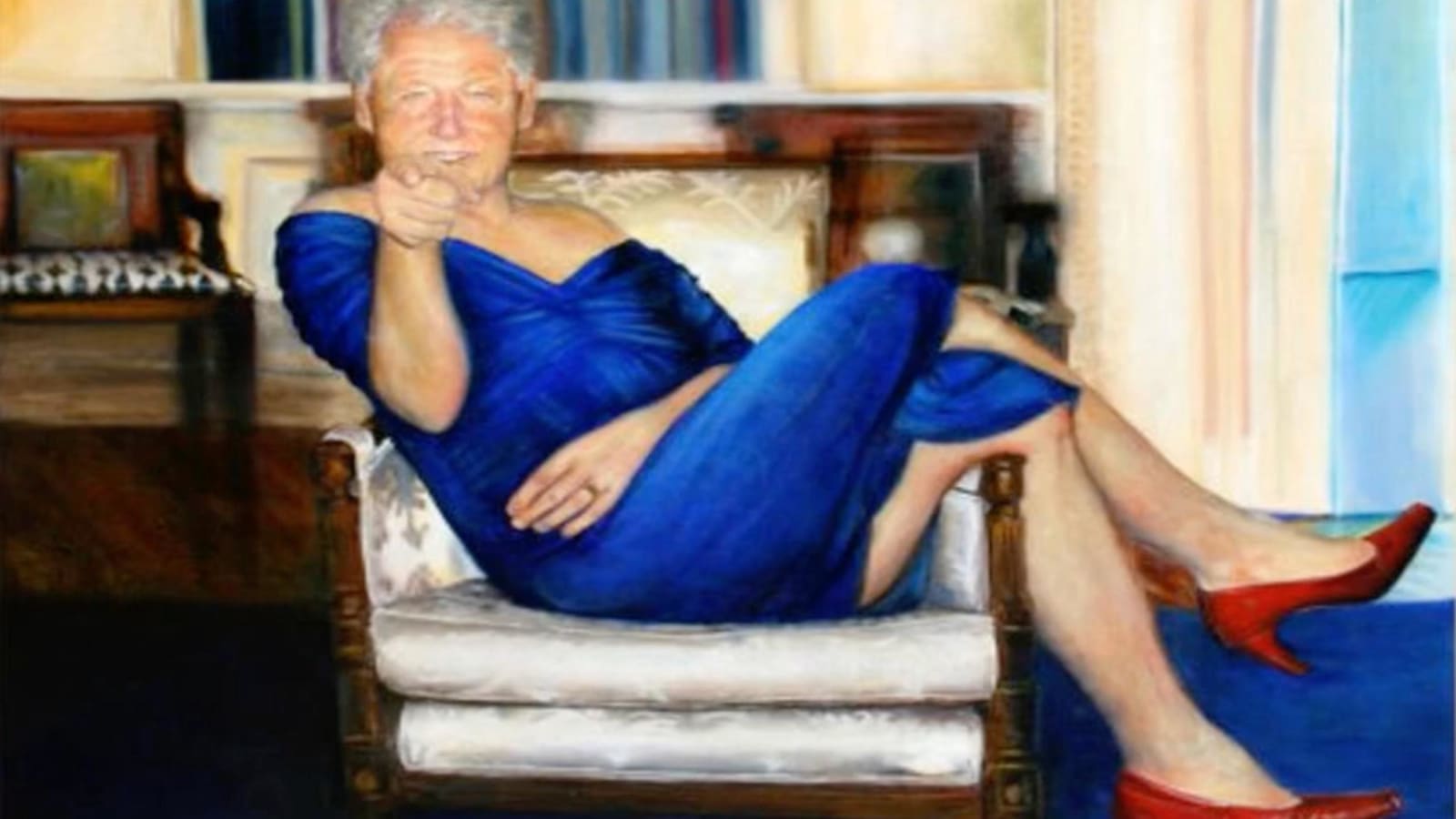 Epstein's Painting Of Bill Clinton In A Blue Dress And Red Heels ...
