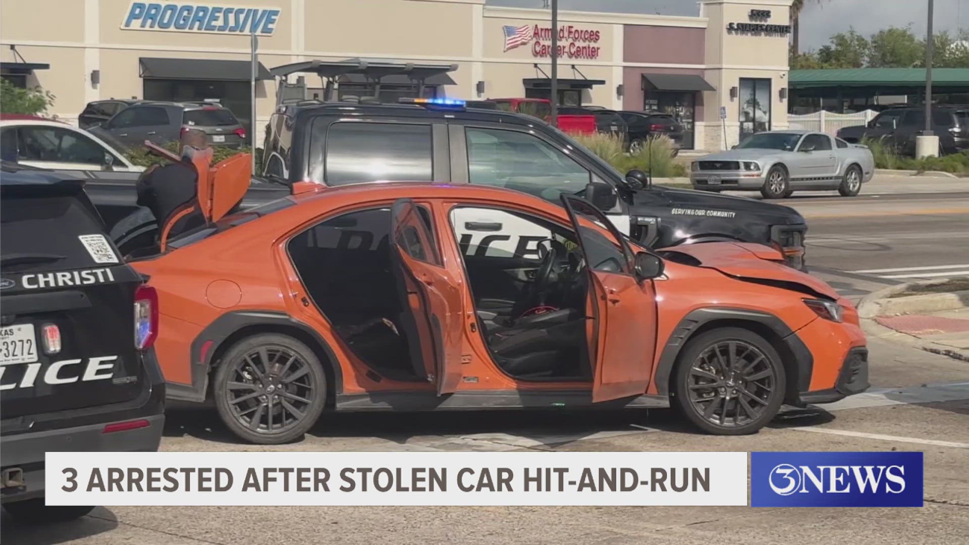 3 arrested after hit and run in stolen car