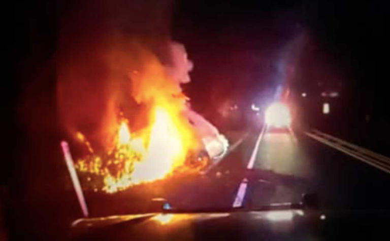 VIDEO: Cops Drag Man From Burning Car Moments Before Fireball In ...