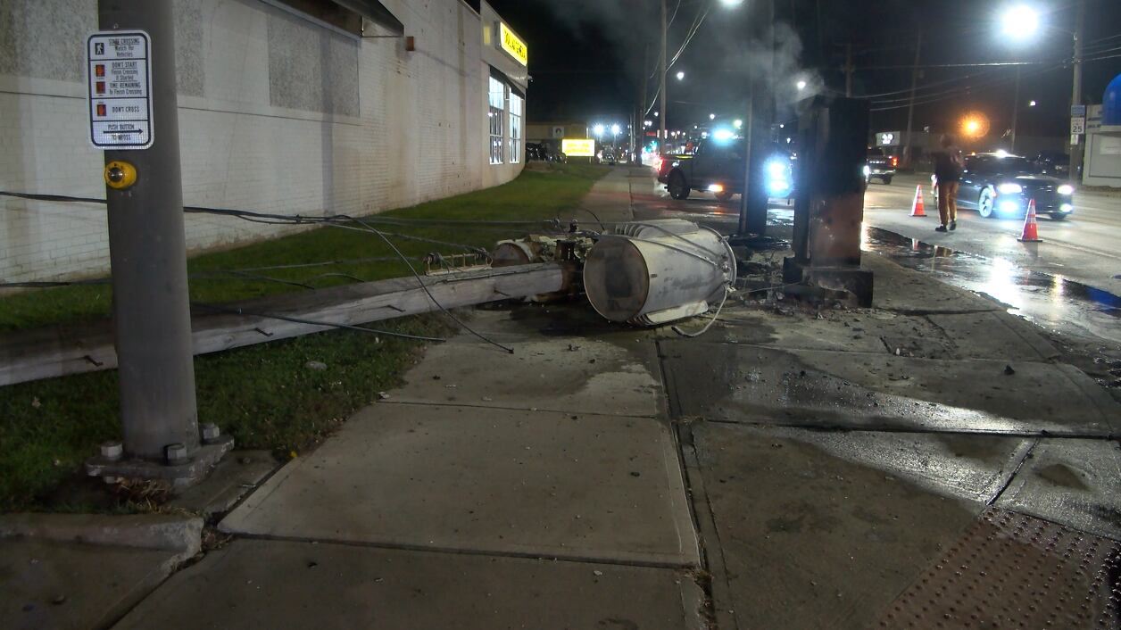 Driver flees scene leaving car in flames after hitting utility pole in ...