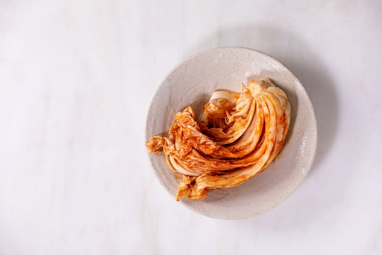 A bowl of kimchi