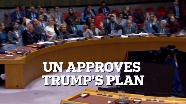 Moment UN security council approves Trump's Gaza peace plan