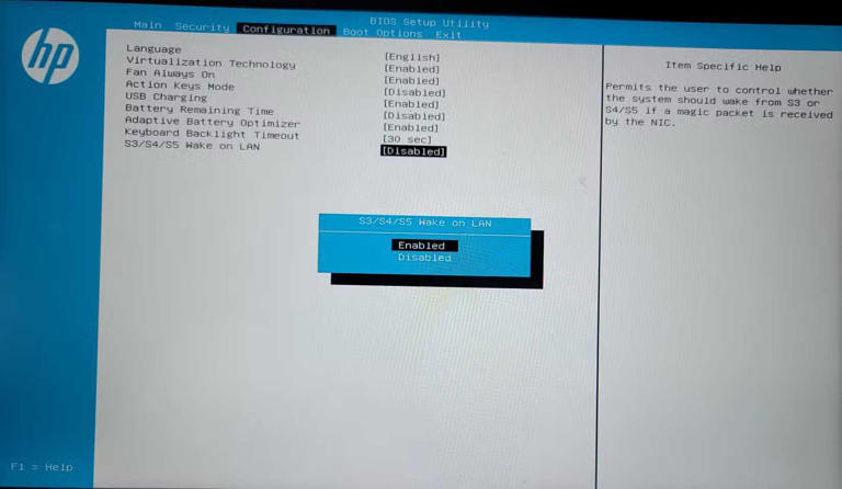 Turn on Wake On Lan in the BIOS of an HP computer.