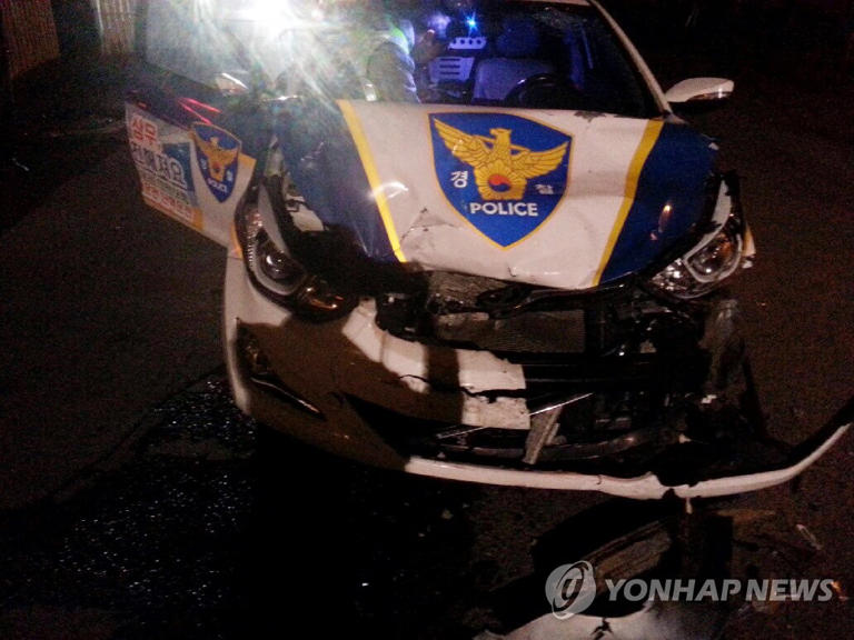 음주운전차 추격 중 사고 난 순찰차