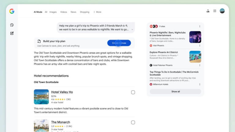 Google Search AI Mode Can Now Plan Your Next Travel