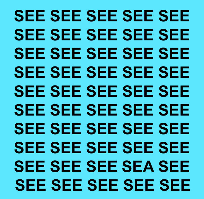 Only eagle eyes can spot 'SEA' among 'SEE' in 5 seconds!