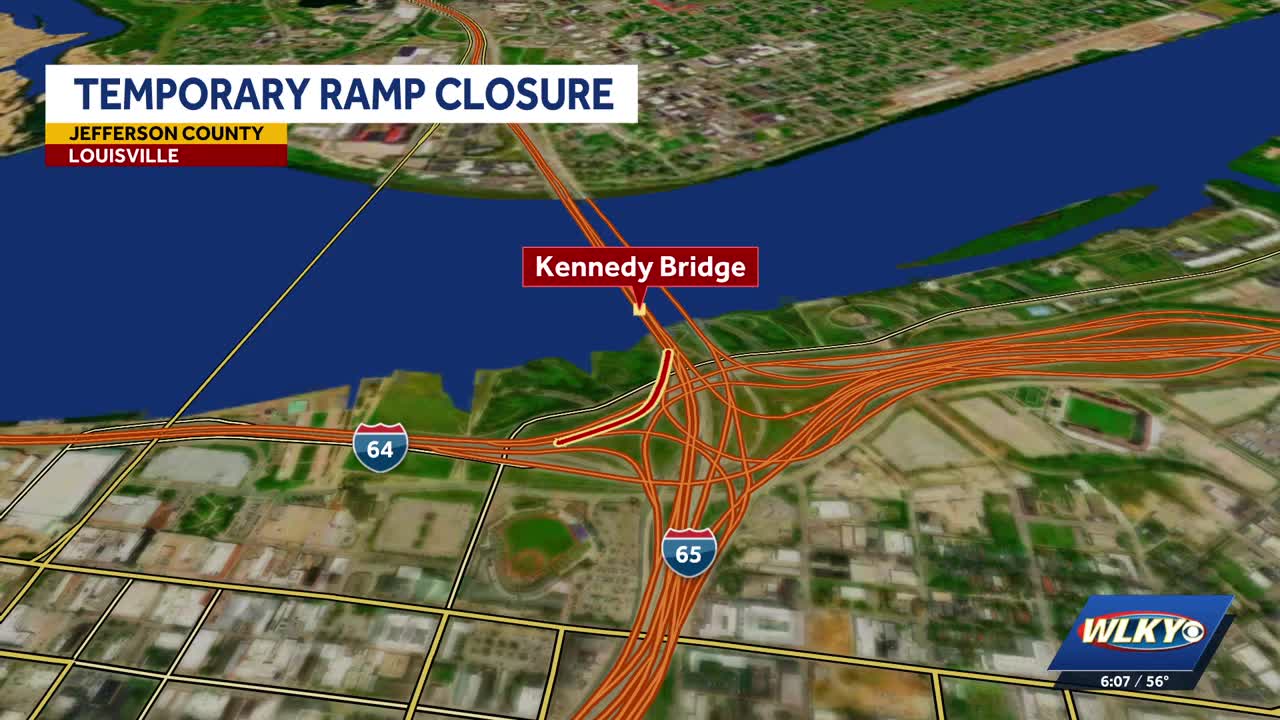 I-65 South to I-64 West ramp in Louisville to close starting Tuesday