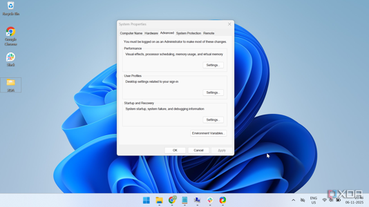 system properties utility on Windows 11