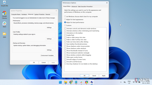 visual effects dialog box on windows 11