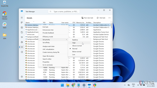 setting process priority to high in task manager