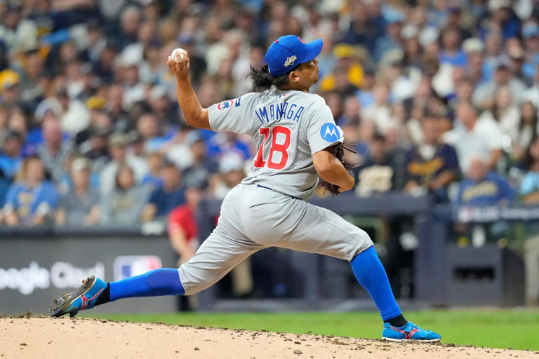 MILWAUKEE, WISCONSIN – OCTOBER 06: Shota Imanaga #18 of the Chicago Cubs throws a pitch during game two of the National League Division Series against the Milwaukee Brewers at American Family Field on October 06, 2025 in Milwaukee, Wisconsin. (Photo by John Fisher/Getty Images)