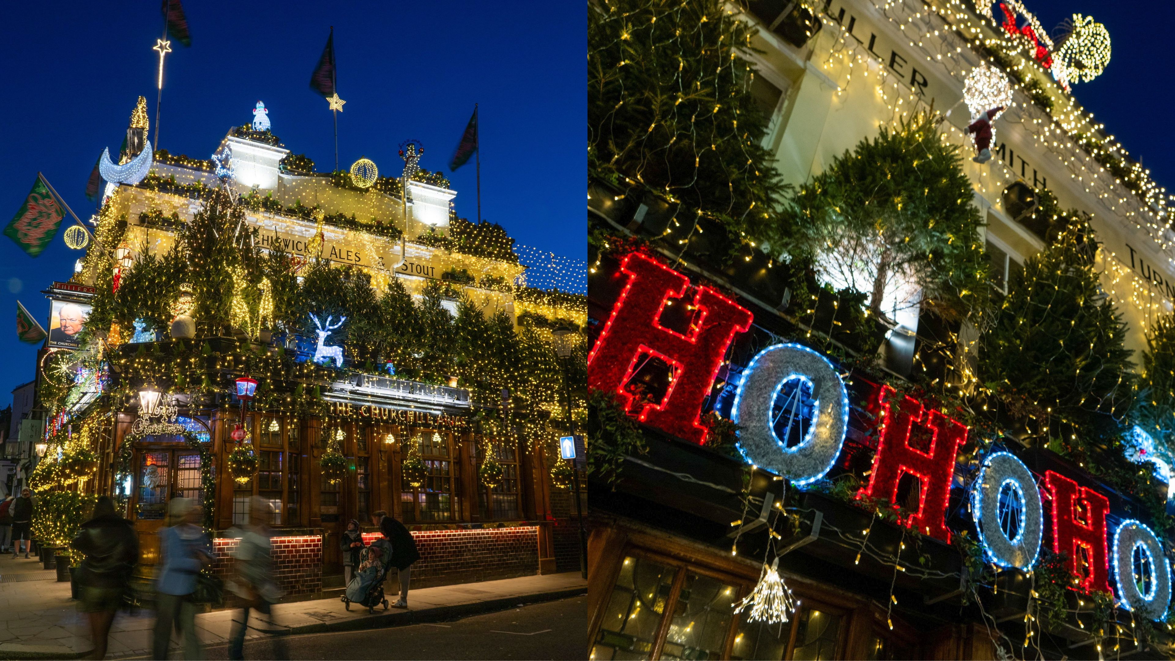 Britain's most Christmassy pub turns its lights on