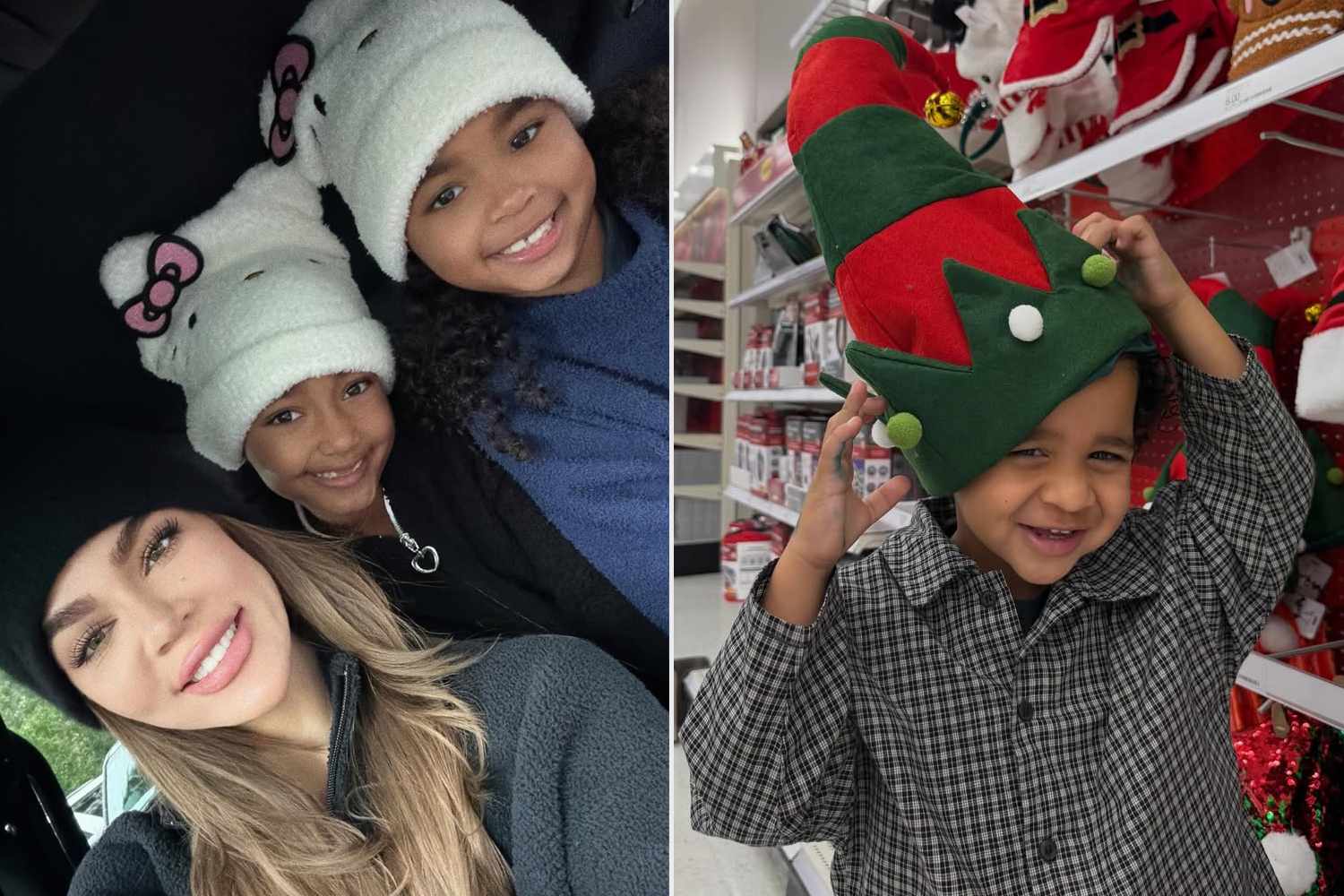 Khloé Kardashian Gets into the Christmas Spirit with Kids True and