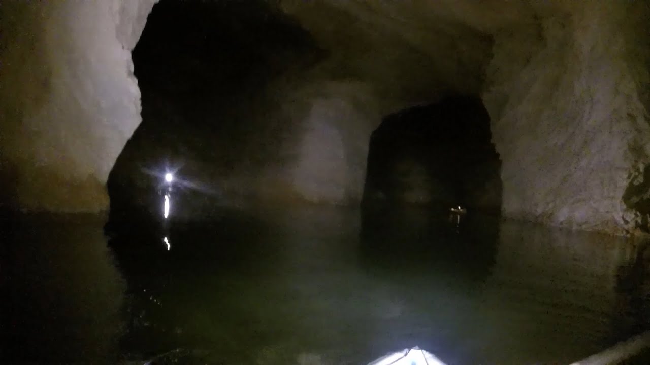 Cameras Capture the Moment They Enter the Massive Flooded Marble Mine