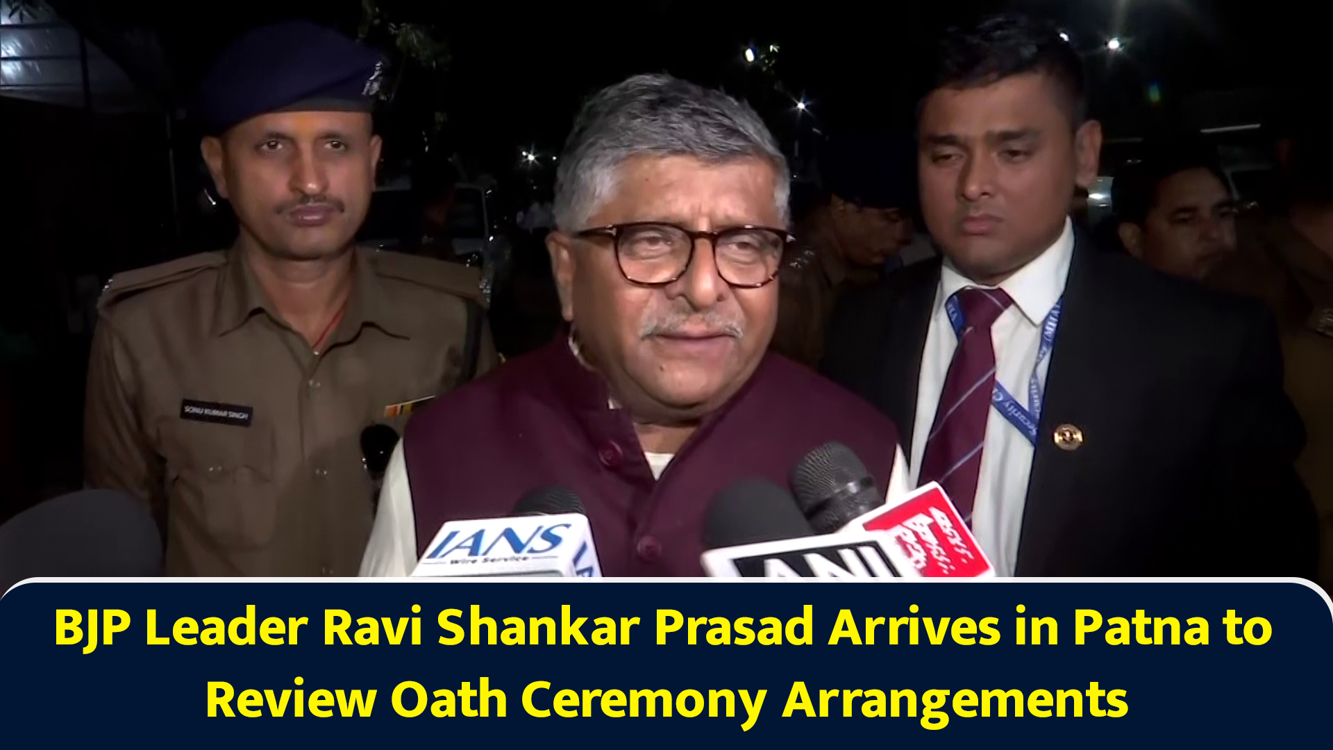 BJP Leader Ravi Shankar Prasad Arrives in Patna to Review Oath Ceremony ...