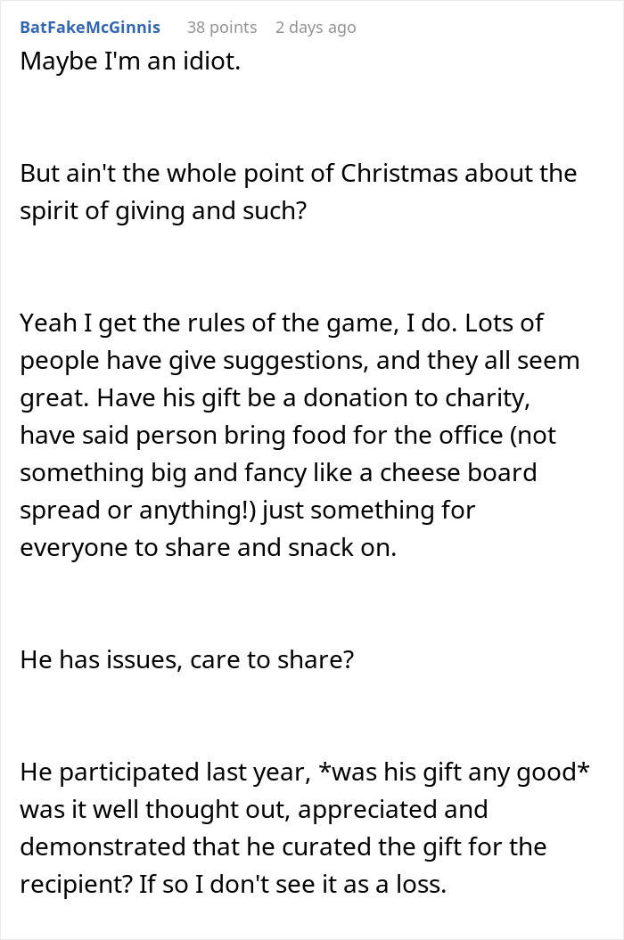 “I’m Not Gonna Do That” Person Refuses To Bend Secret Santa Rules At