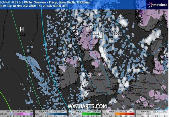 UK weather maps show snow blizzards as far south as Devon and Cornwall ...