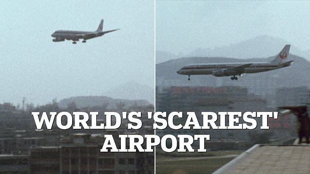 Footage of planes landing on the world's most terrifying runway