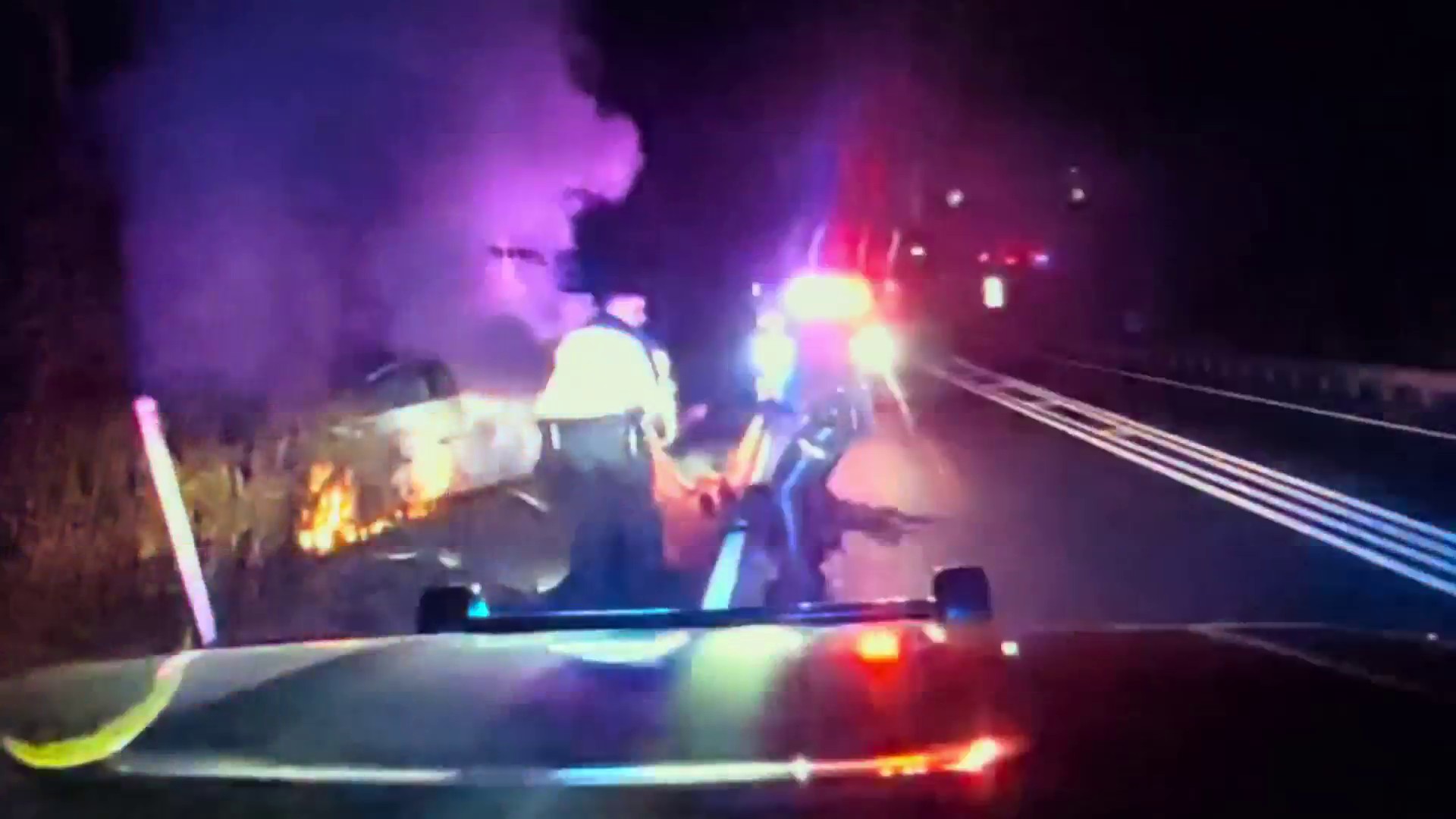 New Jersey officers rescue man from burning car just before it bursts ...