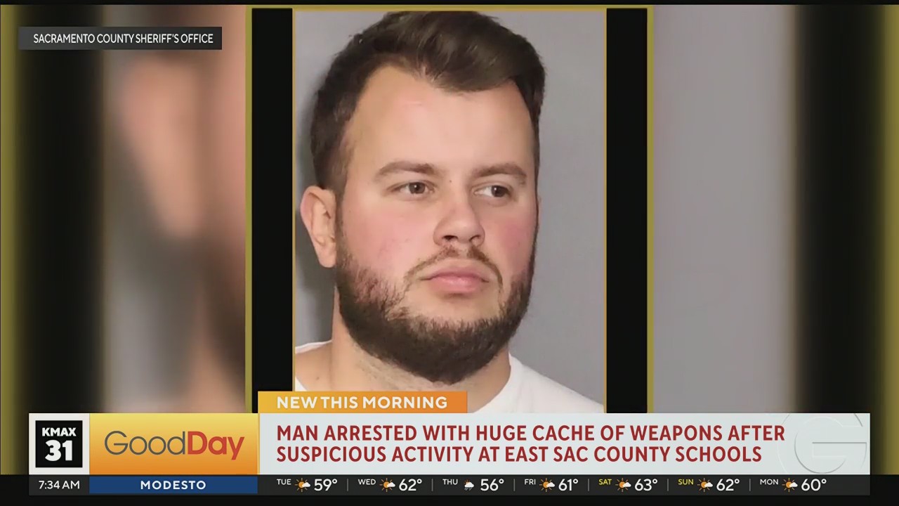 Man arrested with large cache of weapons after suspicious activity in ...