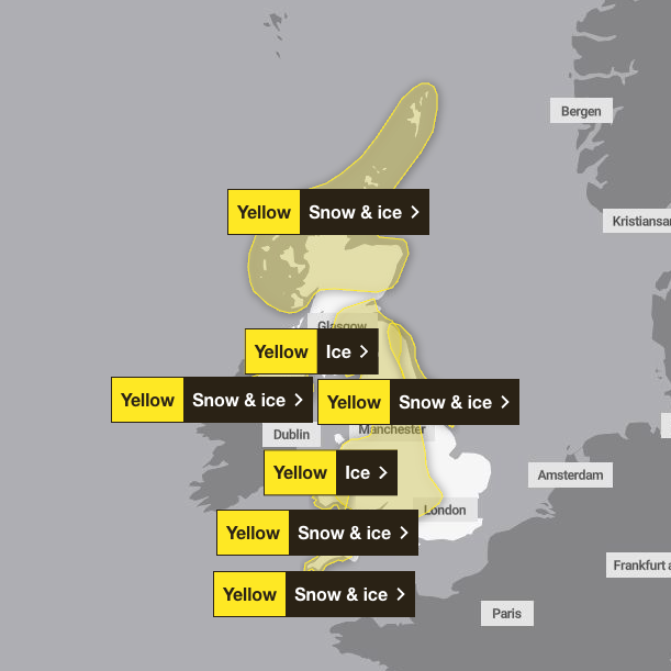 Weather warnings in place for Wednesday (Met Office)