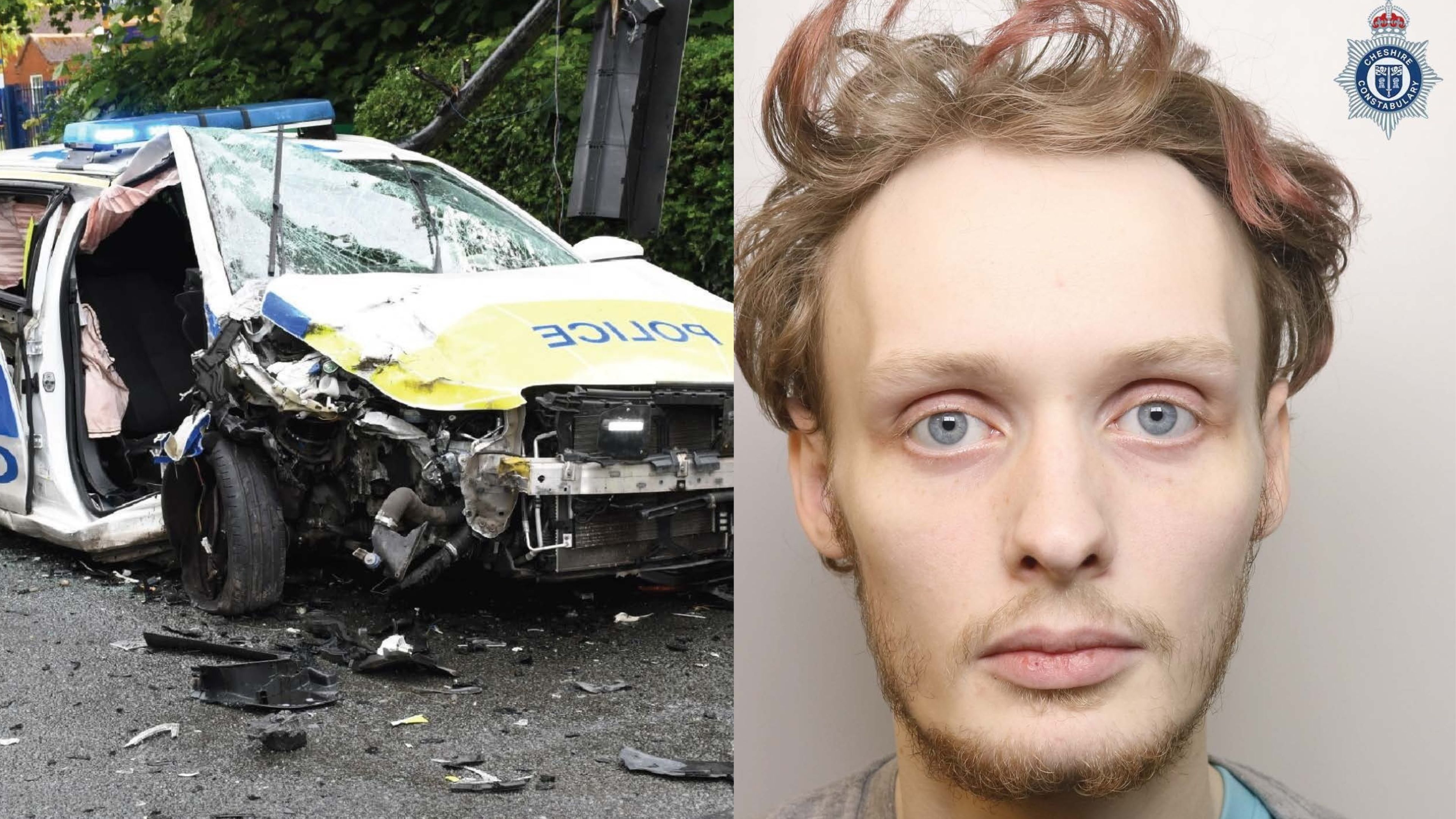 Horror moment driver ploughs head-on with police car